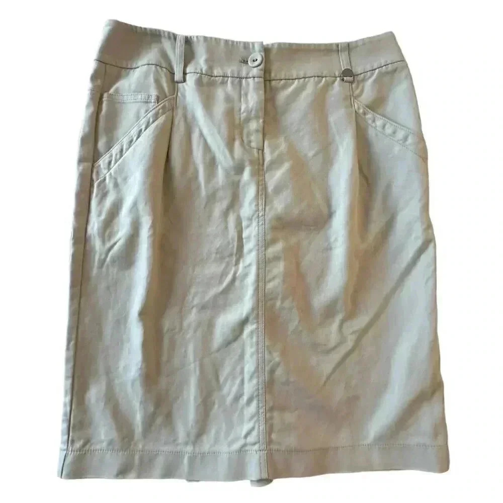 new york and company skirt size 12 khaki back pleats
